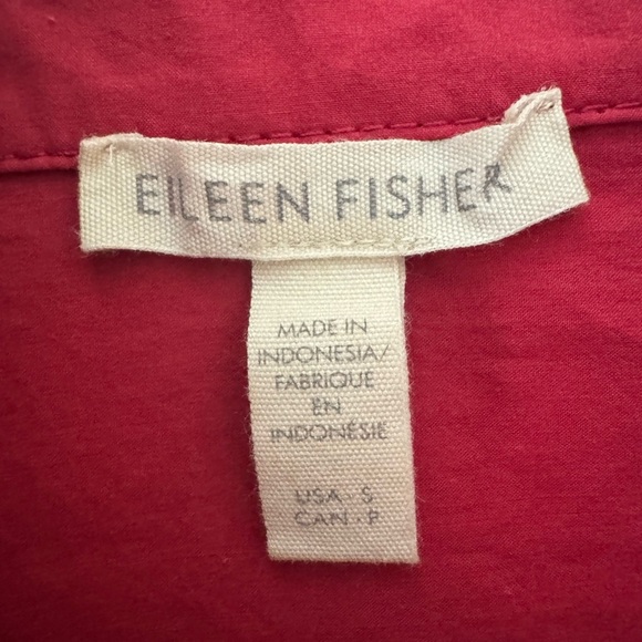 Eileen Fisher Washed Organic Cotton Poplin Classic Collar Short Shirt, Azalea, S - Picture 11 of 13